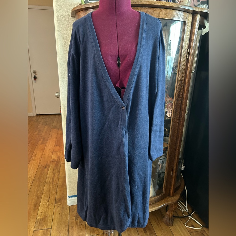 Isaac Mizrahi Live Navy Blue Long Cardigan - image 1